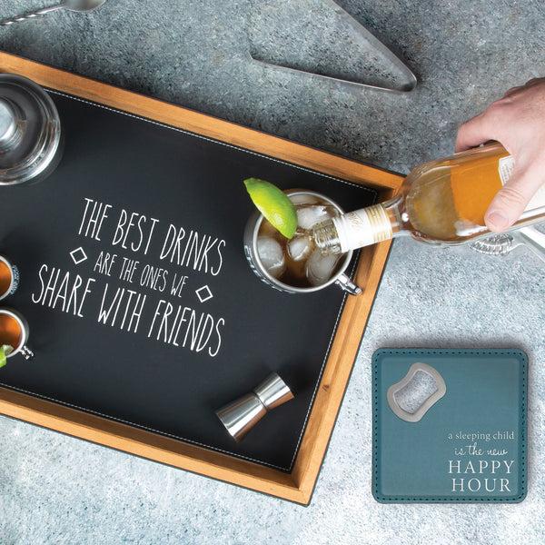 Pavilion Gift Company Happy Hour 4" X 4" Bottle Opener Coaster
