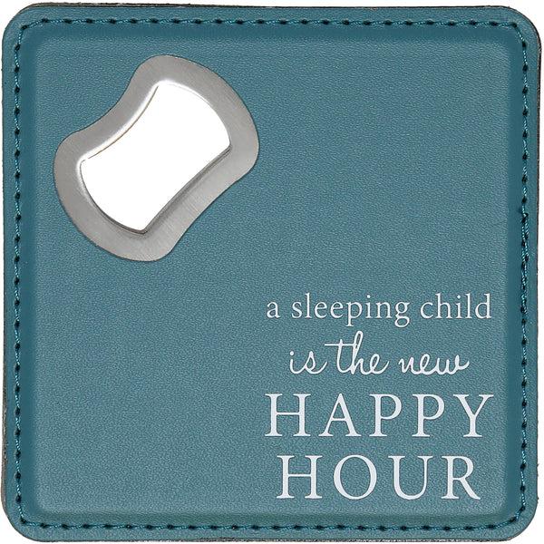 pavilion gift company Happy Hour 4" x 4" Bottle Opener Coaster