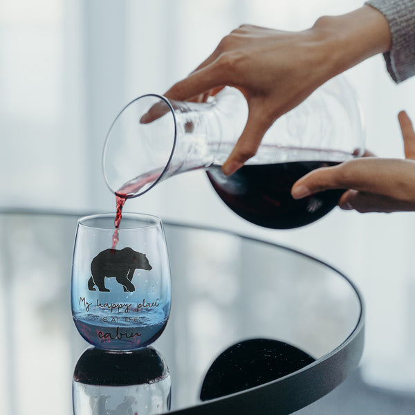 Pavilion Gift Company Happy Place 18 Oz Stemless Wine Glass
