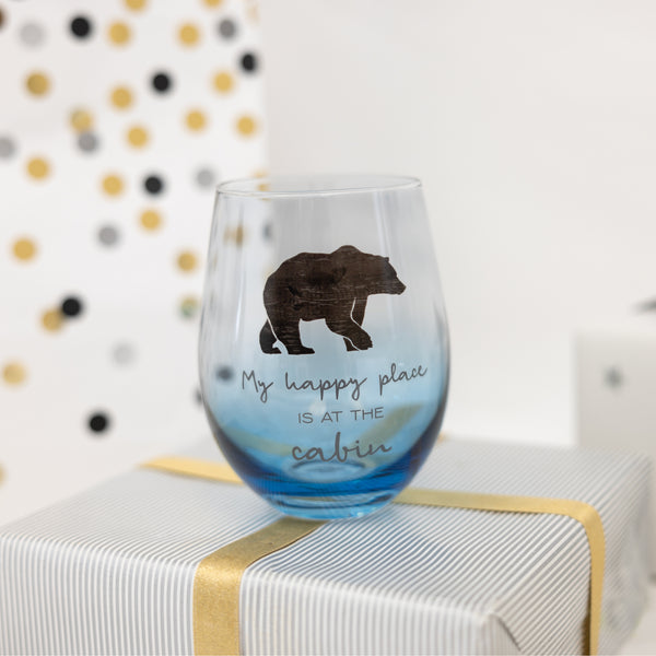 Pavilion Gift Company Happy Place 18 Oz Stemless Wine Glass