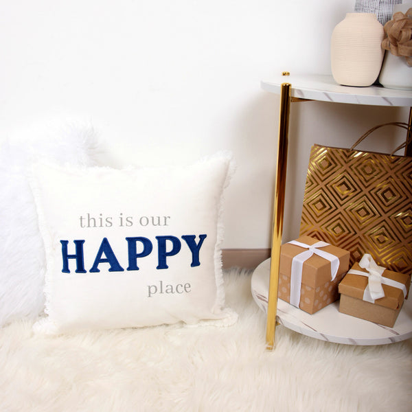 Pavilion Gift Company Happy Place 18" Throw Pillow Cover