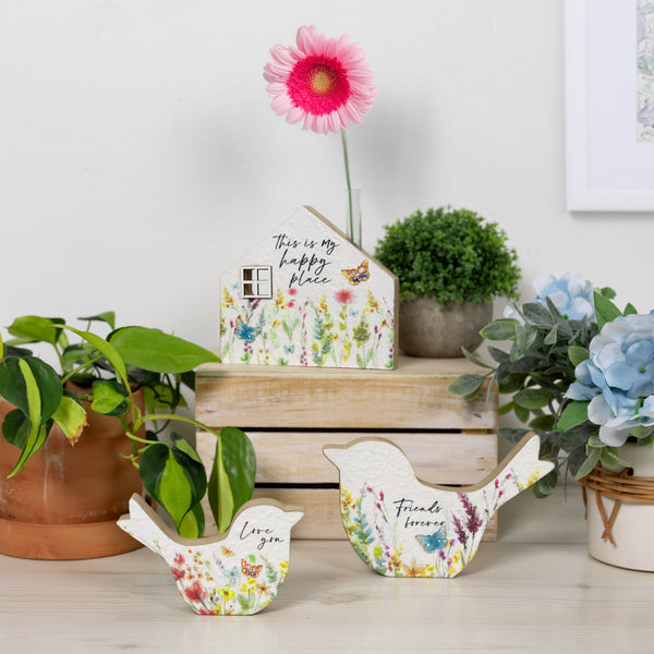 Pavilion Gift Company Happy Place 5.5" MDF House Plaque With Vase