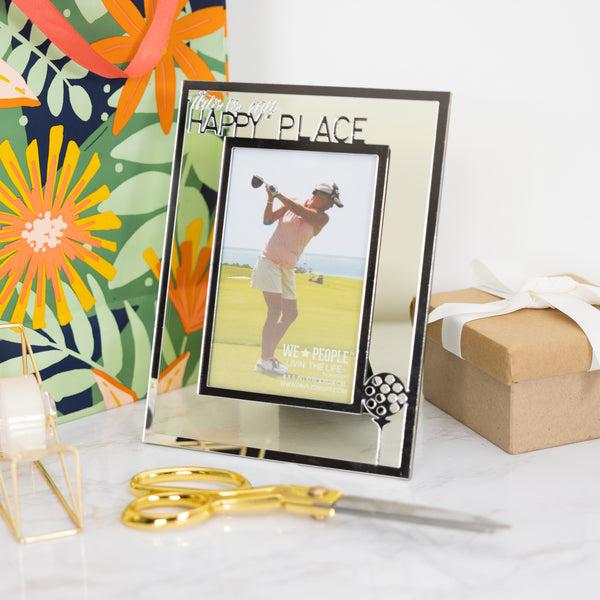 Pavilion Gift Company Happy Place 6.5" X 8.5" Glass Frame (Holds 4" X 6" Photo)