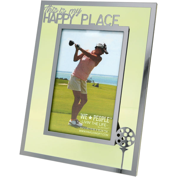 pavilion gift company Happy Place 6.5" x 8.5" Glass Frame (Holds 4" x 6" Photo)