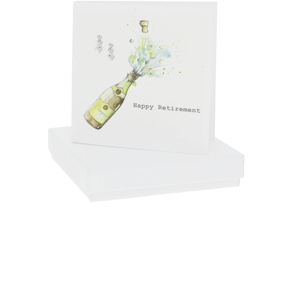 pavilion gift company Happy Retirement 10mm Sterling Silver Cubic Zirconia Drop Earrings