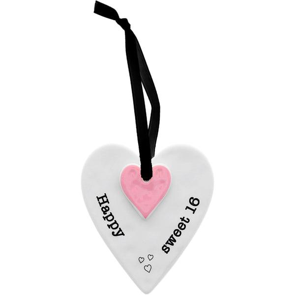 pavilion gift company Happy Sweet 16 3" Ceramic Keepsake Heart Plaque