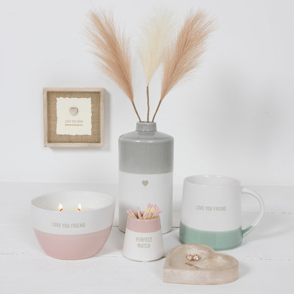 Pavilion Gift Company Heart 7" Vase With Pampas Grass