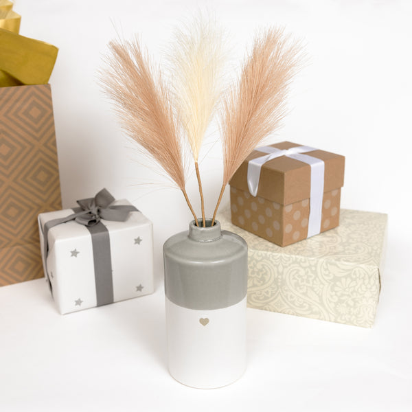 Pavilion Gift Company Heart 7" Vase With Pampas Grass