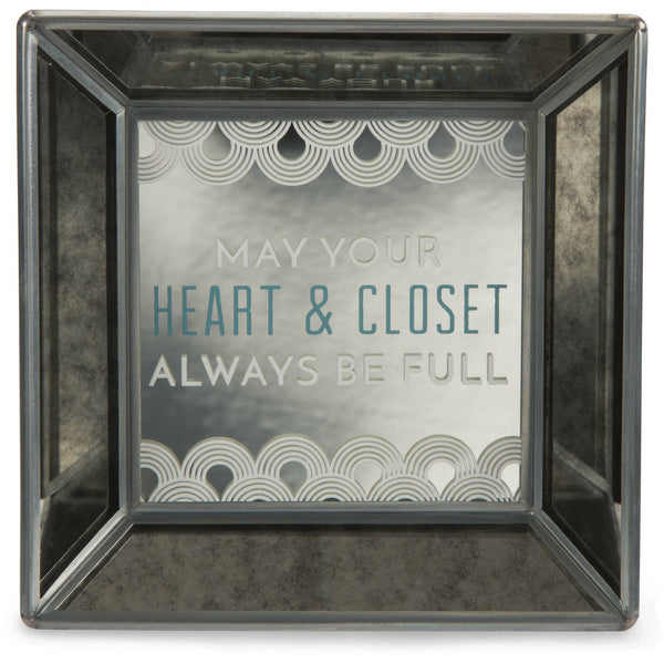 pavilion gift company Heart & Closet 5" Mirrored Easel Back Plaque