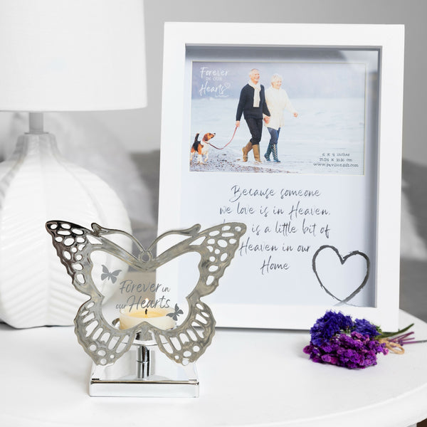 Pavilion Gift Company Hearts 4.25" Glass Butterfly Tea Light Holder