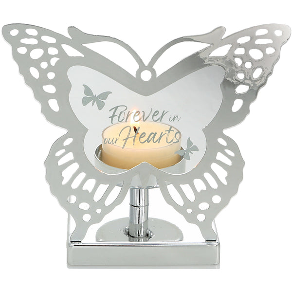 pavilion gift company Hearts 4.25" Glass Butterfly Tea Light Holder