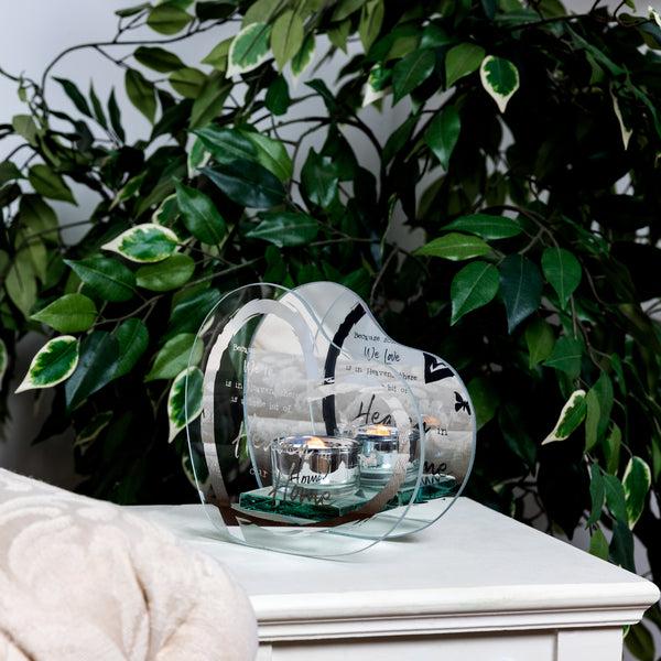 Pavilion Gift Company Heaven In Our Home 5.5" X 5.25" Mirrored Glass Candle Holder