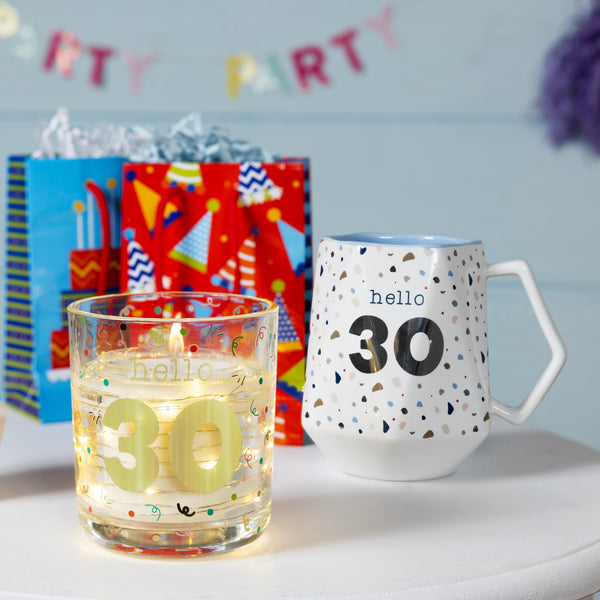 Pavilion Gift Company Hello 30 3.5 Oz Candle With LED Accents