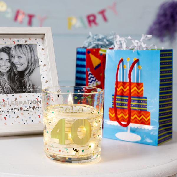 Pavilion Gift Company Hello 40 3.5 Oz Candle With LED Accents