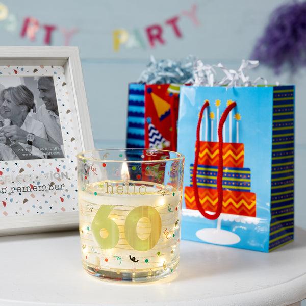 Pavilion Gift Company Hello 60 3.5 Oz Candle With LED Accents