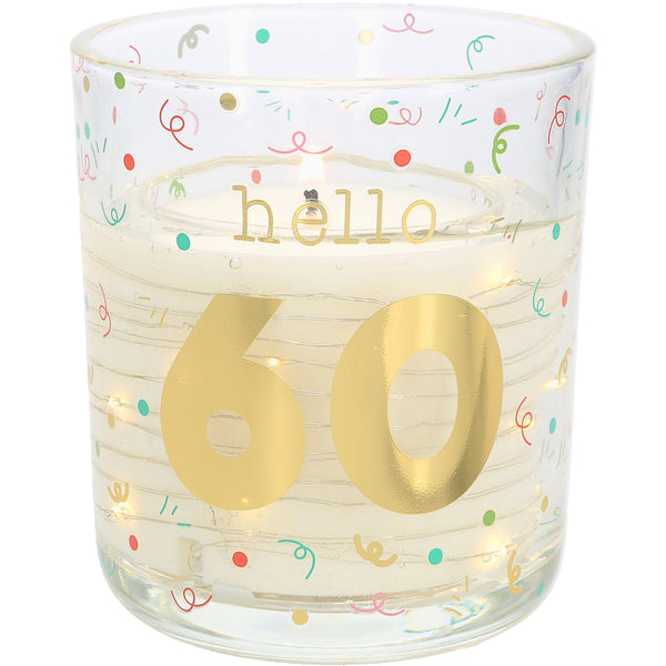pavilion gift company Hello 60 3.5 oz Candle with LED Accents