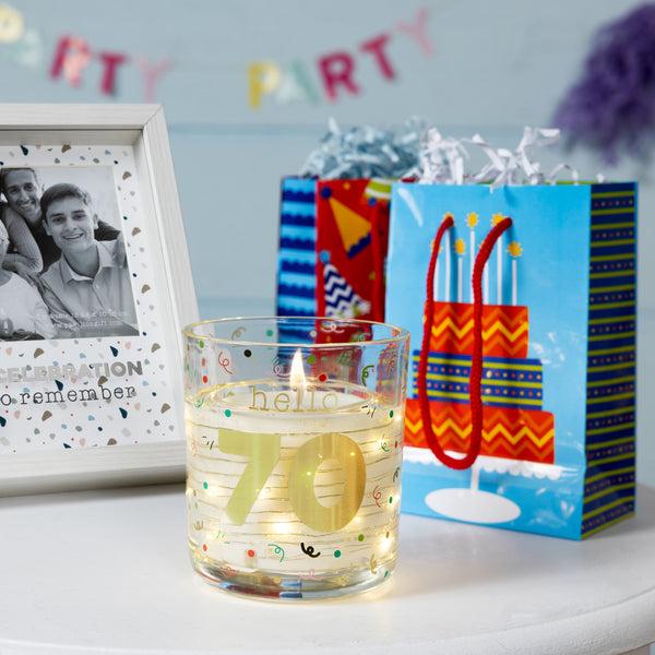 Pavilion Gift Company Hello 70 3.5 Oz Candle With LED Accents