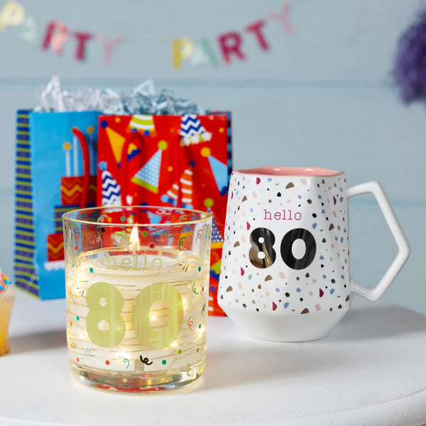 Pavilion Gift Company Hello 80 3.5 Oz Candle With LED Accents