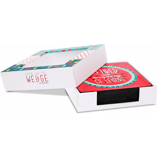 Pavilion Gift Company Hello Retirement 4" Coaster Set With Box (4 Piece)