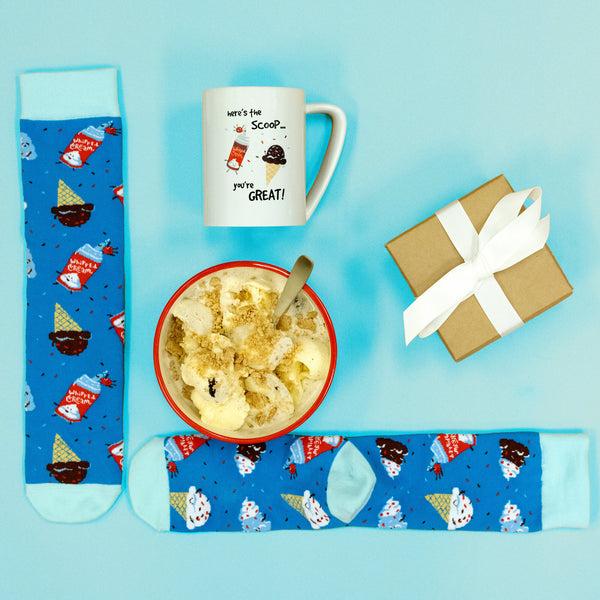 Pavilion Gift Company Here's The Scoop 18 Oz Mug And Sock Set