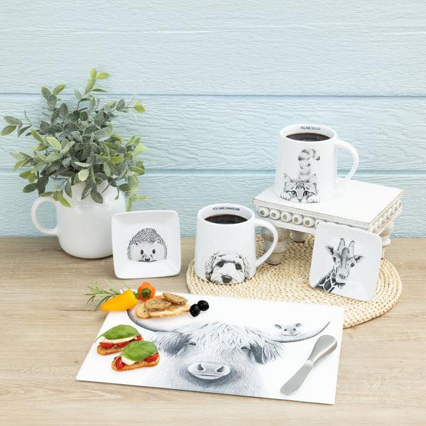Pavilion Gift Company Highland Cow 13.75" X 9.75" Glass Cutting Board