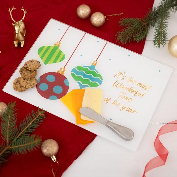 Pavilion Gift Company Holiday 13.75" X 9.75" Glass Cutting Board
