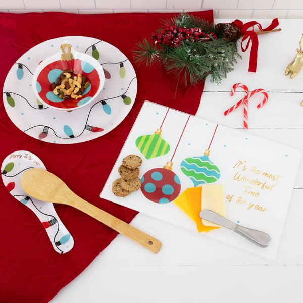 Pavilion Gift Company Holiday 13.75" X 9.75" Glass Cutting Board