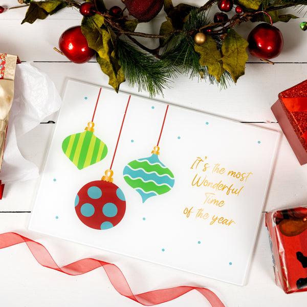 Pavilion Gift Company Holiday 13.75" X 9.75" Glass Cutting Board