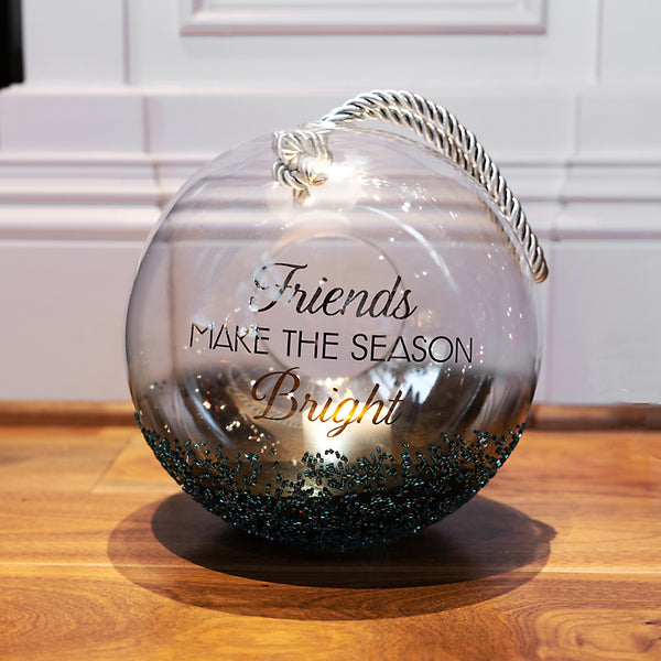 Pavilion Gift Company Holiday Friends 9.5" Emerald Beaded Glass Lantern