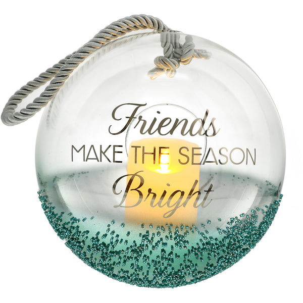 pavilion gift company Holiday Friends 9.5" Emerald Beaded Glass Lantern