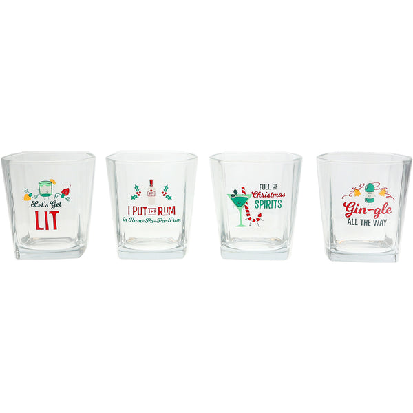 pavilion gift company Holiday Rocks Glasses 10 oz Rocks Glasses (Set of 4 )