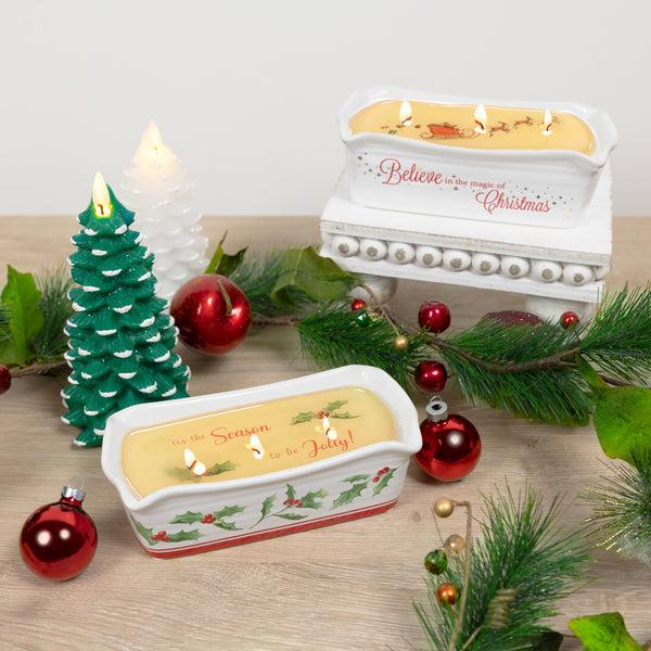 Pavilion Gift Company Holly Jolly 12 Oz - 100% Soy Wax Reveal Triple Wick Candle Scent: Fir