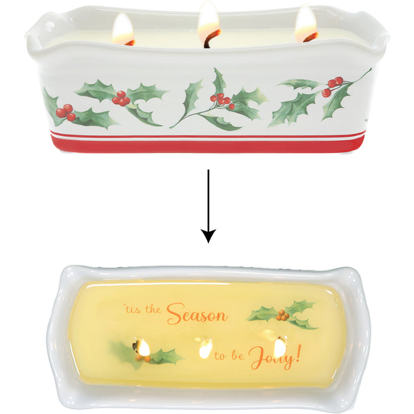 pavilion gift company Holly Jolly 12 oz - 100% Soy Wax Reveal Triple Wick Candle Scent: Fir