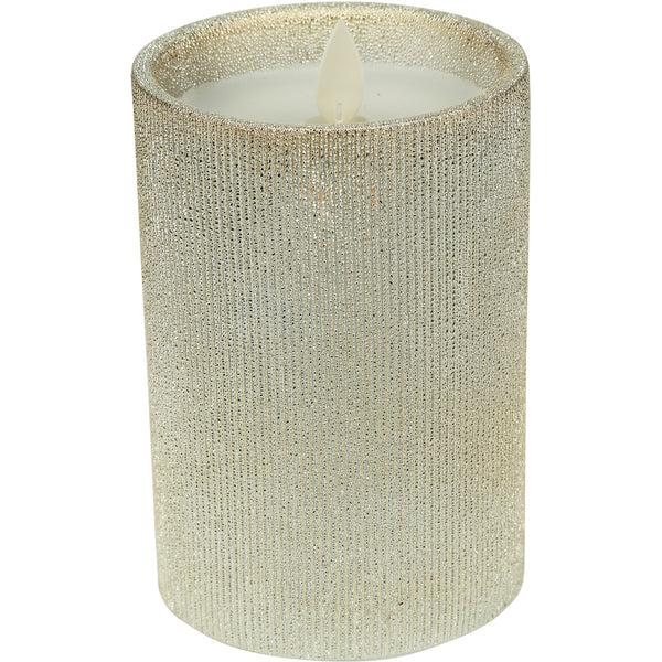 Pavilion Gift Company Home 4.75" Gold Glitter Realistic Flame Candle