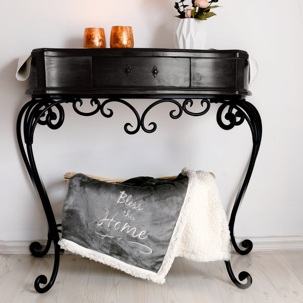 Pavilion Gift Company Home 42" X 50" Sherpa Lined Royal Plush Blanket Gift Set