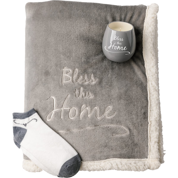 pavilion gift company Home 42" x 50" Sherpa Lined Royal Plush Blanket Gift Set