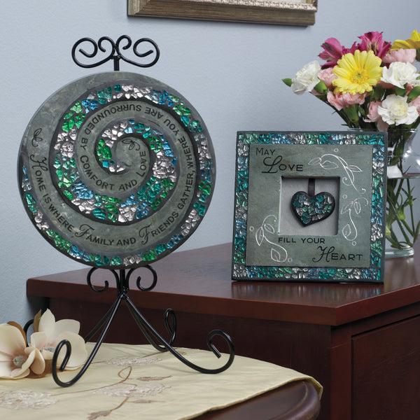 Pavilion Gift Company Home 7" Circle Slate Plaque With Stand