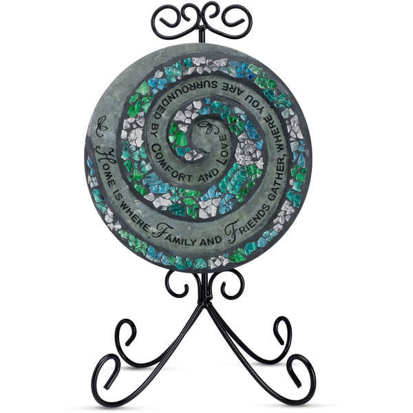 pavilion gift company Home 7" Circle Slate Plaque with Stand