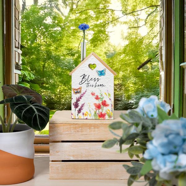 Pavilion Gift Company Home 7" MDF House Plaque With Vase