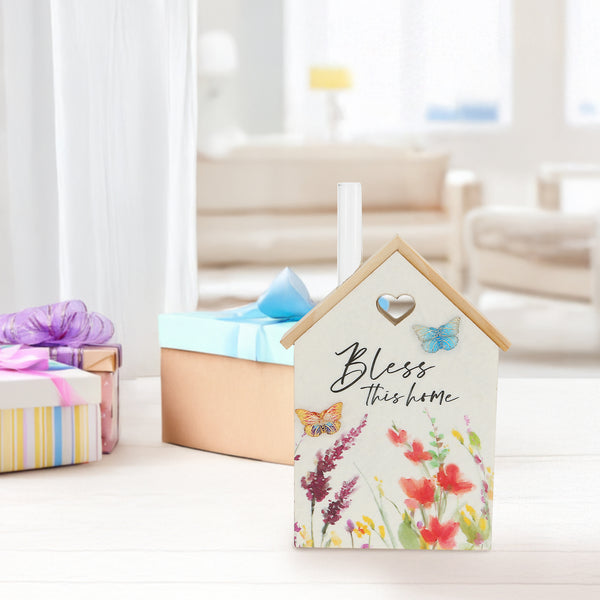 Pavilion Gift Company Home 7" MDF House Plaque With Vase
