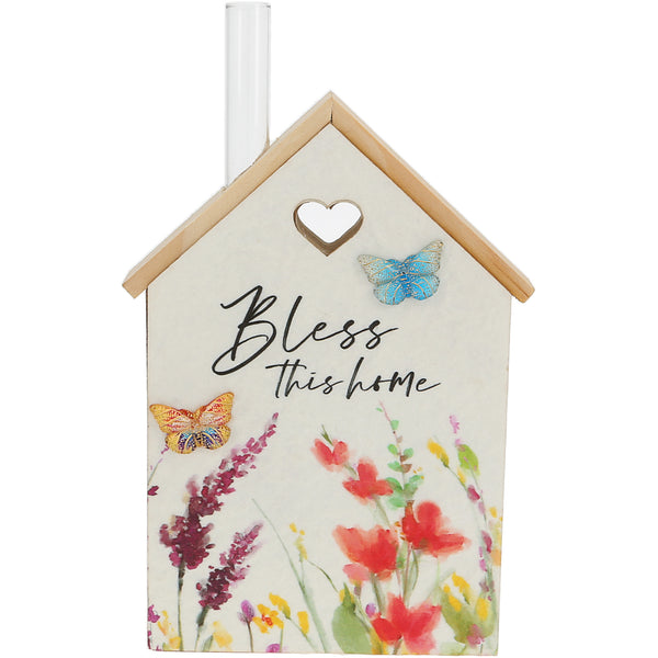pavilion gift company Home 7" MDF House Plaque with Vase