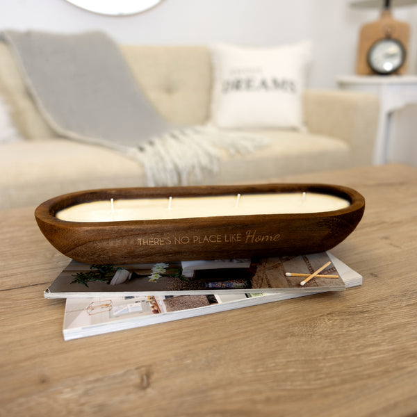 Pavilion Gift Company Home 9.5 Oz -100% Soy Wax Decorative Wooden Dough Bowl Candle Scent: White Jasmine