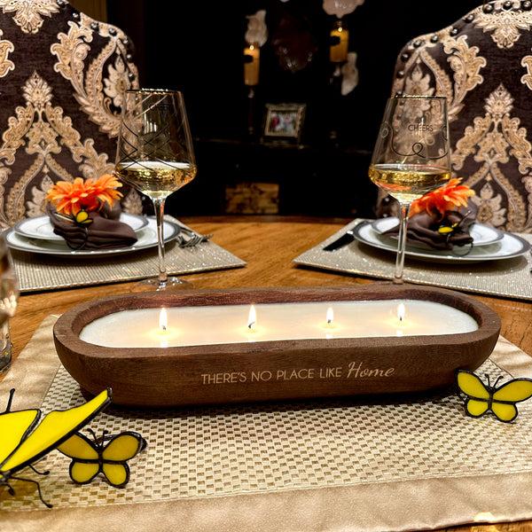 Pavilion Gift Company Home 9.5 Oz -100% Soy Wax Decorative Wooden Dough Bowl Candle Scent: White Jasmine