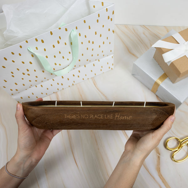 Pavilion Gift Company Home 9.5 Oz -100% Soy Wax Decorative Wooden Dough Bowl Candle Scent: White Jasmine