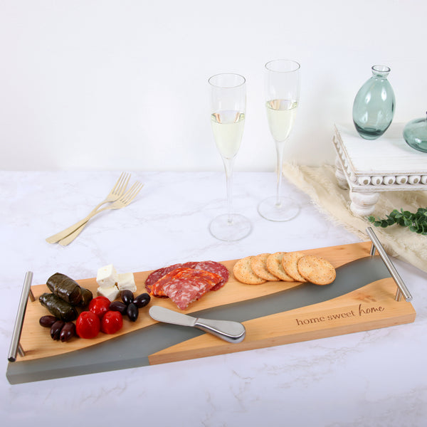 Pavilion Gift Company Home Sweet Home 21" Wood & Resin Cheese/Bread Board Set