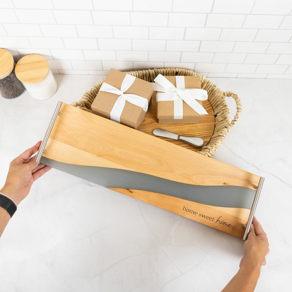 Pavilion Gift Company Home Sweet Home 21" Wood & Resin Cheese/Bread Board Set