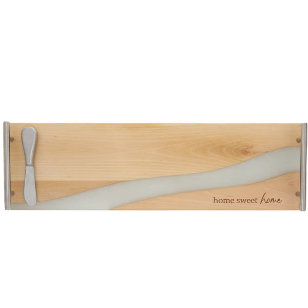 pavilion gift company Home Sweet Home 21" Wood & Resin Cheese/Bread Board Set