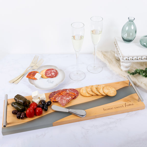 Pavilion Gift Company Home Sweet Home 21" Wood & Resin Cheese/Bread Board Set