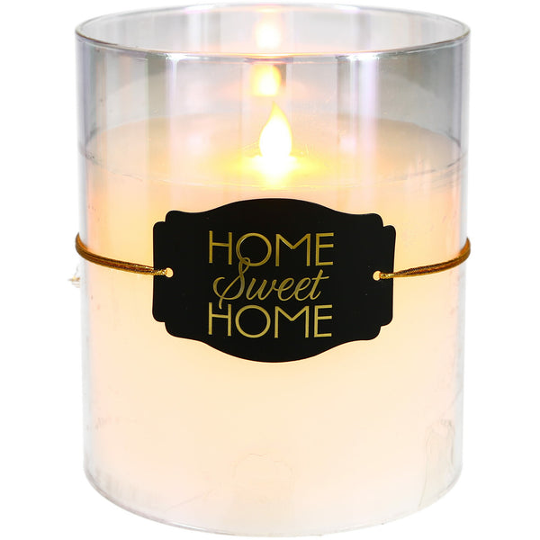 pavilion gift company Home Sweet Home 6" Clear Luster Realistic Flame Candle