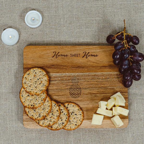 Pavilion Gift Company Home Sweet Home 9" Acacia Cheese/Bread Board Set